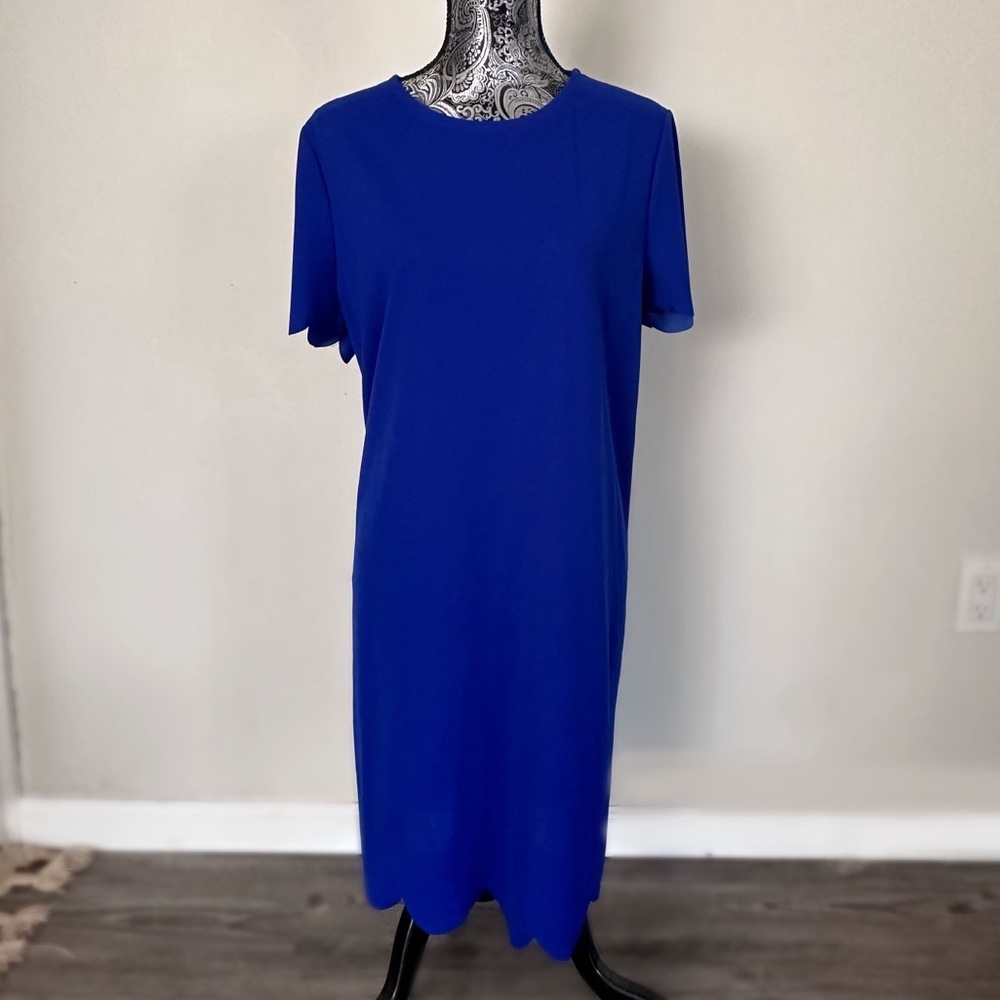 Shein Plus Scallop Edge Solid Dress
